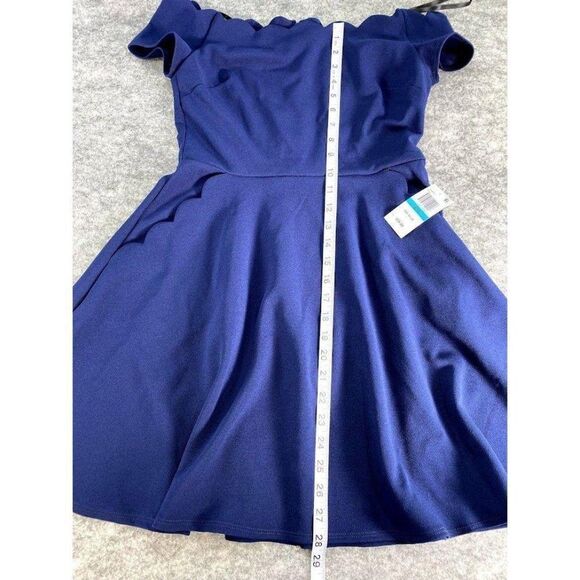 B Darlin A-Line Dress 9 Medium Blue Juniors'‎ Off-The-Shoulder NEW - Picture 7 of 13